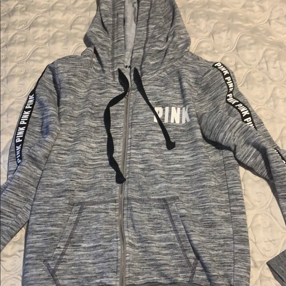 VICTORIA’s SECRET PINK GREY ZIP UP HOODIE